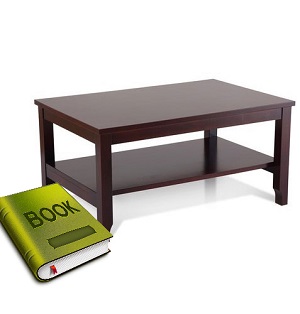 The book is next to the table